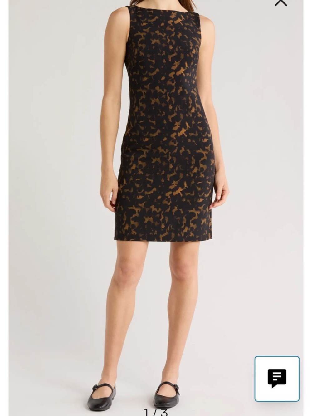 Theory Black and Brown tortoise Print Midi Dress